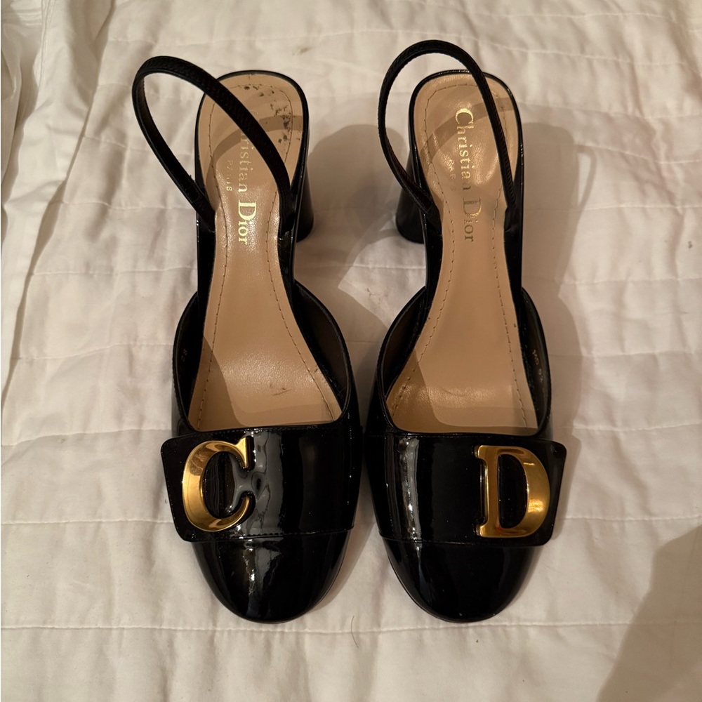Dior Black Heels with Gold CD Accents